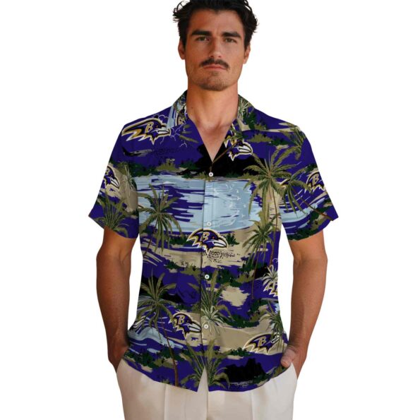 baltimore-ravens-palm-horizon-purple-hawaiian-shirt-fashion-forward baltimore ravens palm horizon purple hawaiian shirt fashion forward