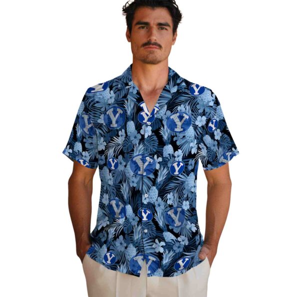 byu cougars floral pineapple blue hawaiian shirt fashion forward