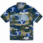 BYU Cougars Hawaiian Shirt - Palm Horizon Blue 1 byu-cougars-palm-horizon-blue-hawaiian-shirt-best-selling