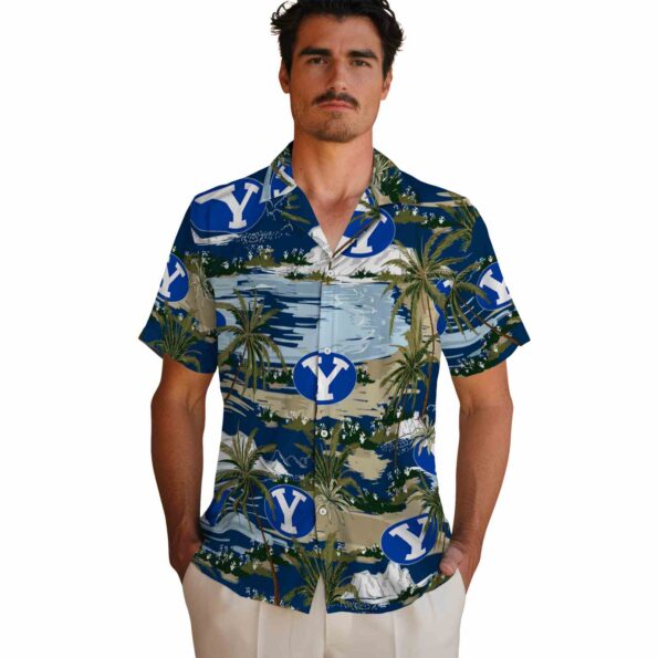 byu-cougars-palm-horizon-blue-hawaiian-shirt-fashion-forward byu cougars palm horizon blue hawaiian shirt fashion forward