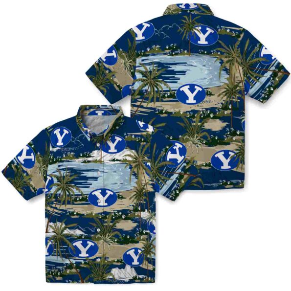 byu-cougars-palm-horizon-blue-hawaiian-shirt-high-quality byu cougars palm horizon blue hawaiian shirt high quality