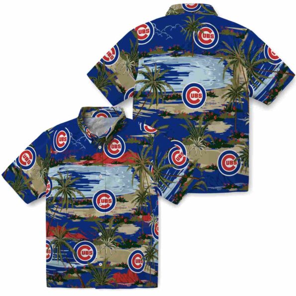 chicago cubs palm horizon blue hawaiian shirt high quality
