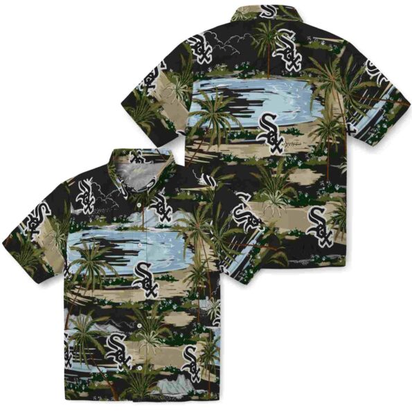chicago white sox palm horizon black hawaiian shirt high quality