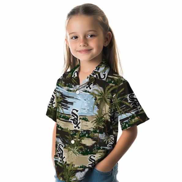 chicago white sox palm horizon black hawaiian shirt premium grade