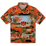 Cincinnati Bengals Hawaiian Shirt - Palm Horizon Orange 1 cincinnati-bengals-palm-horizon-orange-hawaiian-shirt-best-selling