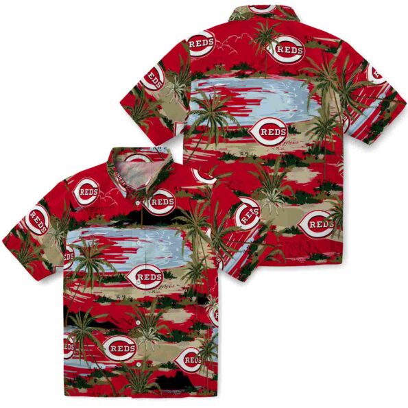 cincinnati reds palm horizon red hawaiian shirt high quality