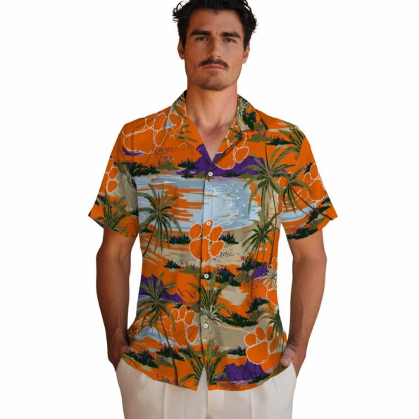 clemson-tigers-palm-horizon-orange-hawaiian-shirt-fashion-forward clemson tigers palm horizon orange hawaiian shirt fashion forward