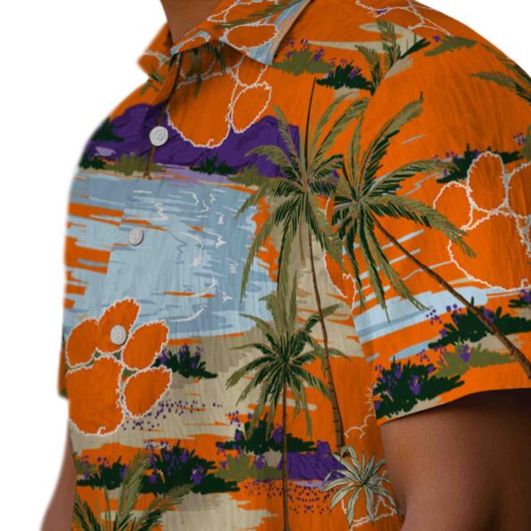 clemson-tigers-palm-horizon-orange-hawaiian-shirt-trendy clemson tigers palm horizon orange hawaiian shirt trendy