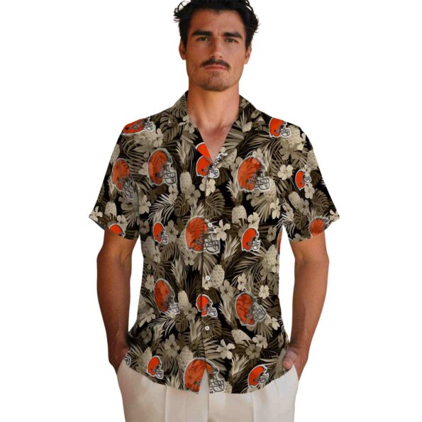 cleveland browns floral pineapple brown hawaiian shirt fashion forward
