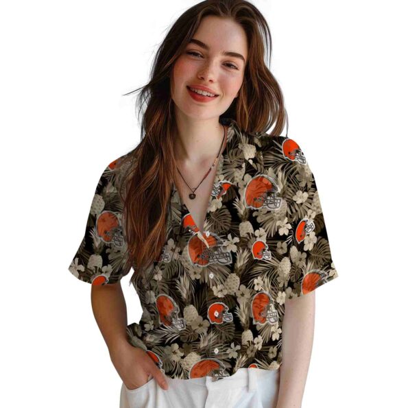 cleveland browns floral pineapple brown hawaiian shirt latest model