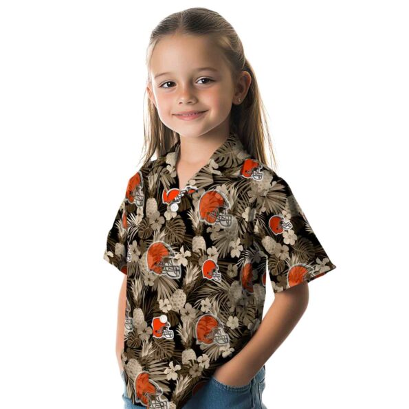 cleveland browns floral pineapple brown hawaiian shirt premium grade