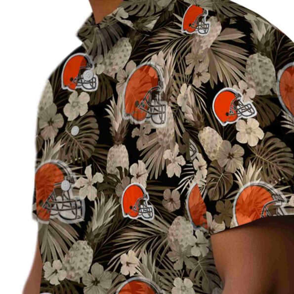 cleveland browns floral pineapple brown hawaiian shirt trendy