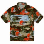 Cleveland Browns Hawaiian Shirt - Palm Horizon Brown 1 cleveland-browns-palm-horizon-brown-hawaiian-shirt-best-selling
