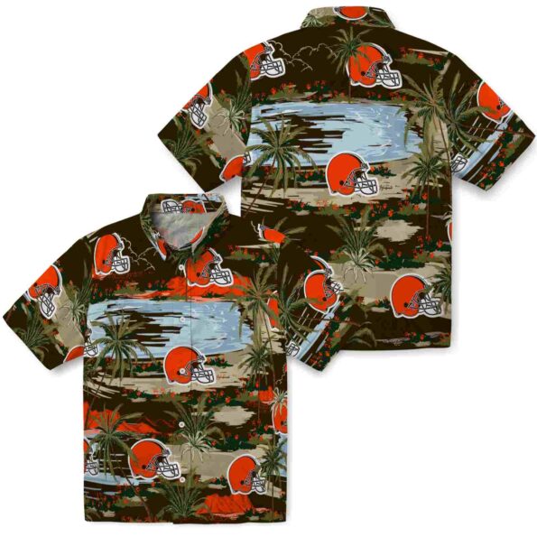 cleveland-browns-palm-horizon-brown-hawaiian-shirt-high-quality cleveland browns palm horizon brown hawaiian shirt high quality