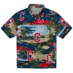 Cleveland Guardians Hawaiian Shirt - Palm Horizon Navy Blue 1 cleveland-guardians-palm-horizon-navy-blue-hawaiian-shirt-best-selling
