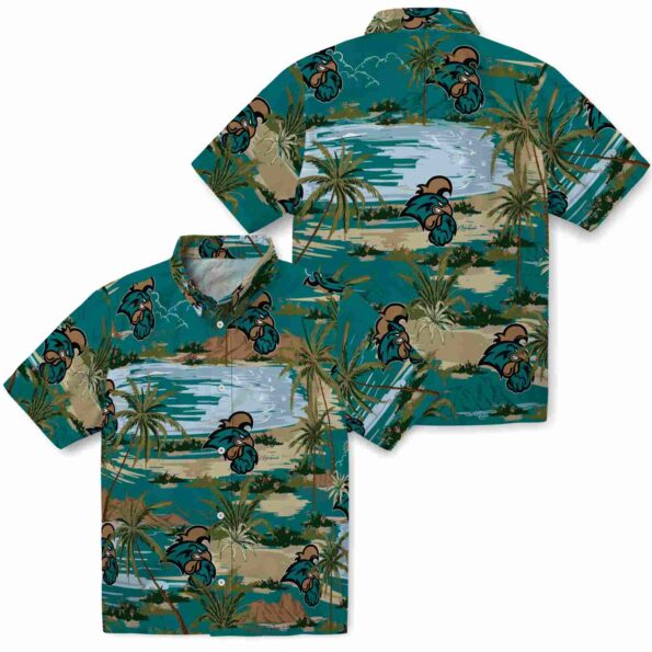 coastal-carolina-chanticleers-palm-horizon-green-hawaiian-shirt-high-quality coastal carolina chanticleers palm horizon green hawaiian shirt high quality