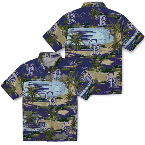 colorado rockies palm horizon blue hawaiian shirt high quality