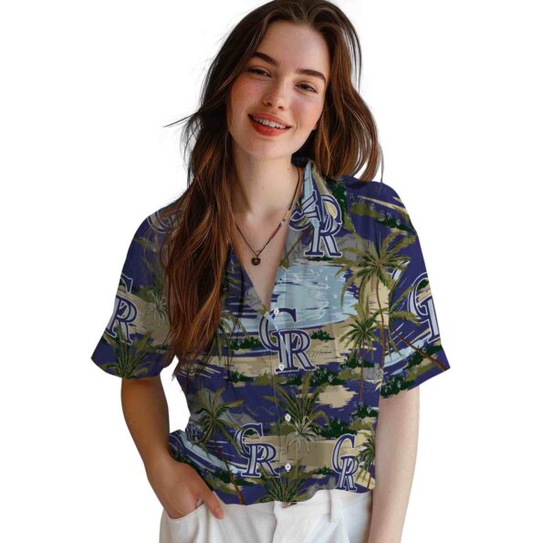 colorado rockies palm horizon blue hawaiian shirt latest model