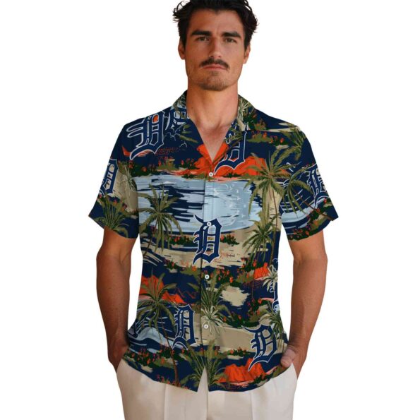 detroit tigers palm horizon navy hawaiian shirt fashion forward