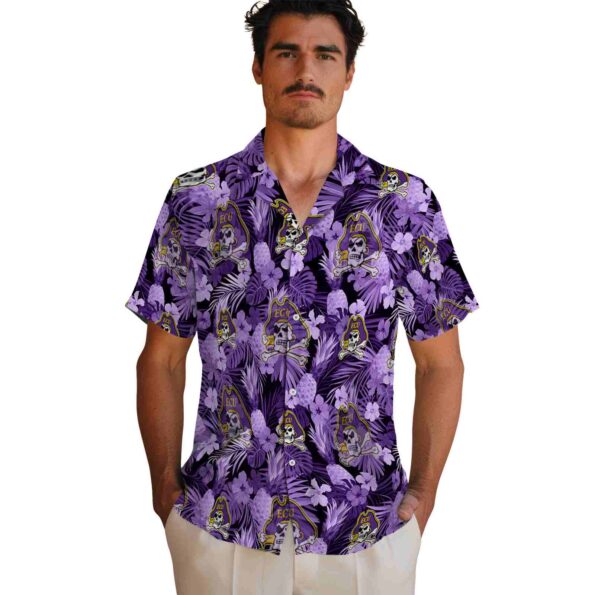 east carolina pirates floral pineapple purple hawaiian shirt fashion forward