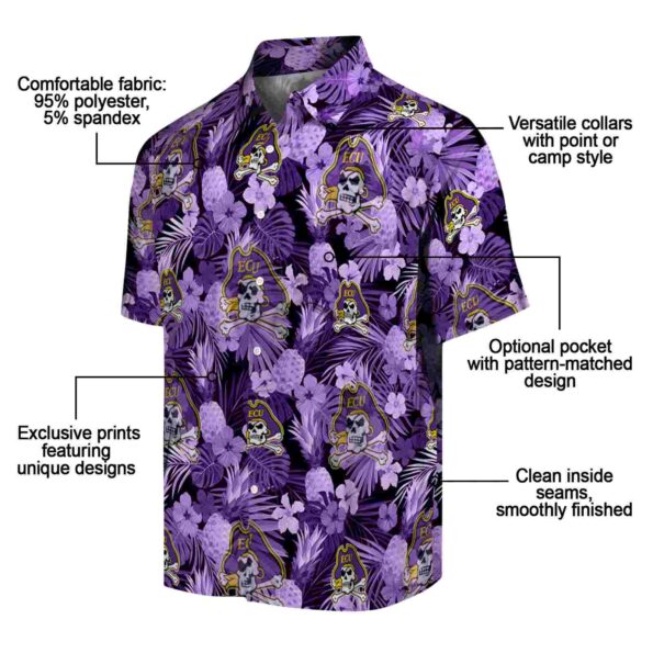 east carolina pirates floral pineapple purple hawaiian shirt new arrival