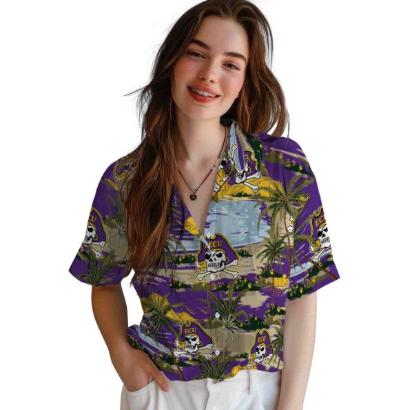 east-carolina-pirates-palm-horizon-purple-hawaiian-shirt-latest-model east carolina pirates palm horizon purple hawaiian shirt latest model