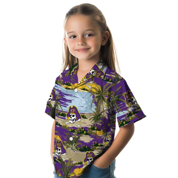 east-carolina-pirates-palm-horizon-purple-hawaiian-shirt-premium-grade east carolina pirates palm horizon purple hawaiian shirt premium grade
