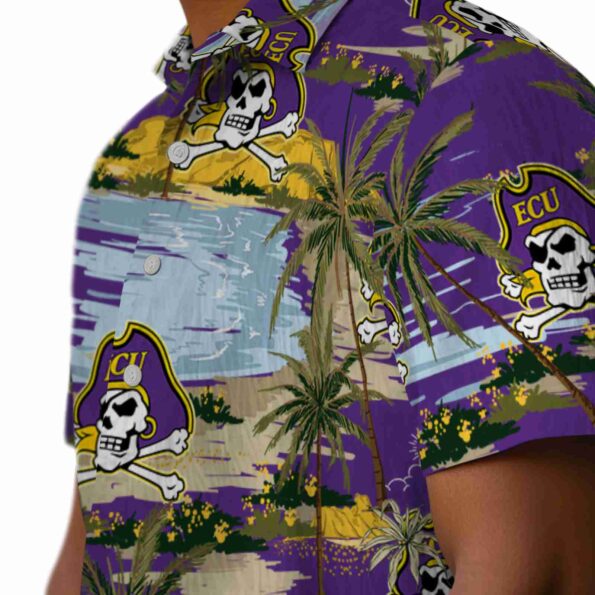 east-carolina-pirates-palm-horizon-purple-hawaiian-shirt-trendy east carolina pirates palm horizon purple hawaiian shirt trendy
