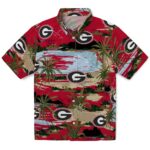 Georgia Bulldogs Hawaiian Shirt - Palm Horizon Red 1 georgia-bulldogs-palm-horizon-red-hawaiian-shirt-best-selling
