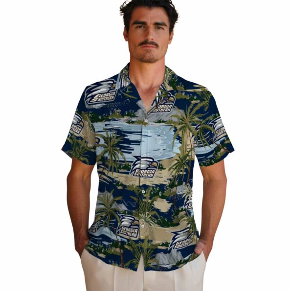 georgia-southern-eagles-palm-horizon-blue-hawaiian-shirt-fashion-forward georgia southern eagles palm horizon blue hawaiian shirt fashion forward
