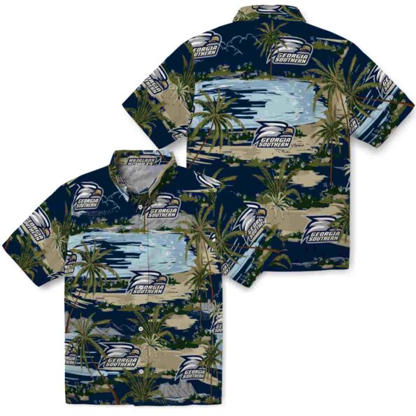 georgia-southern-eagles-palm-horizon-blue-hawaiian-shirt-high-quality georgia southern eagles palm horizon blue hawaiian shirt high quality