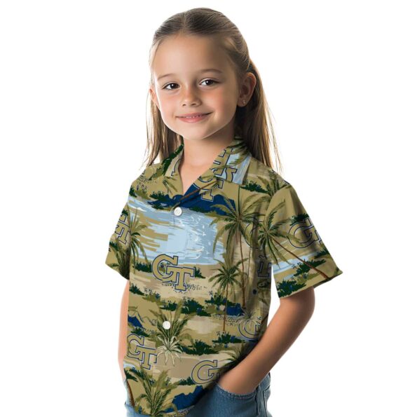 georgia-tech-yellow-jackets-palm-horizon-gold-hawaiian-shirt-premium-grade georgia tech yellow jackets palm horizon gold hawaiian shirt premium grade
