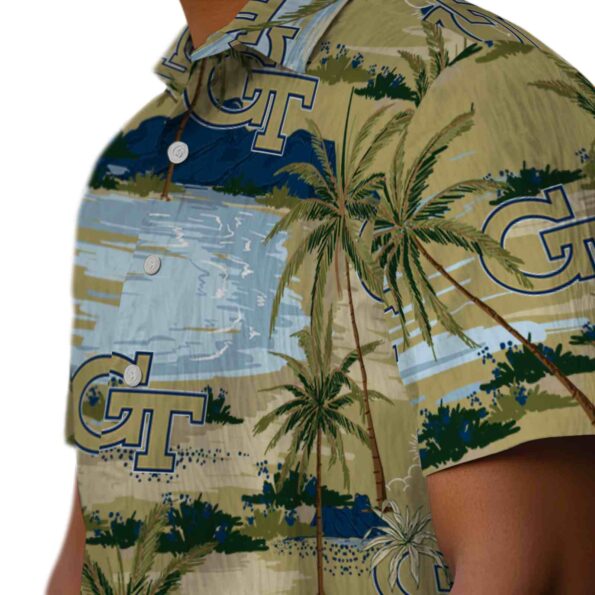 georgia-tech-yellow-jackets-palm-horizon-gold-hawaiian-shirt-trendy georgia tech yellow jackets palm horizon gold hawaiian shirt trendy