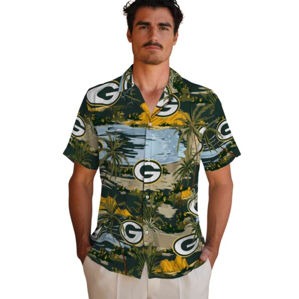 green bay packers palm horizon green hawaiian shirt fashion forward