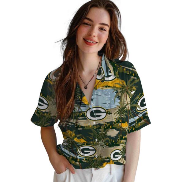 green bay packers palm horizon green hawaiian shirt latest model