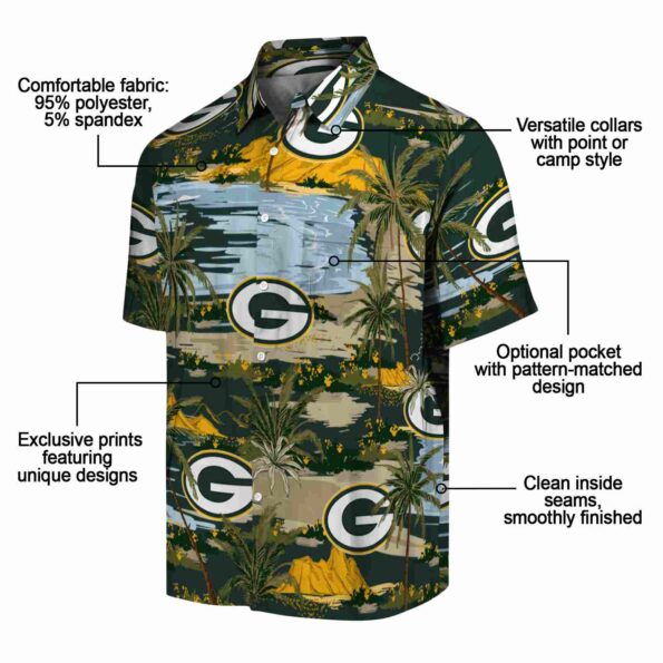 green bay packers palm horizon green hawaiian shirt new arrival