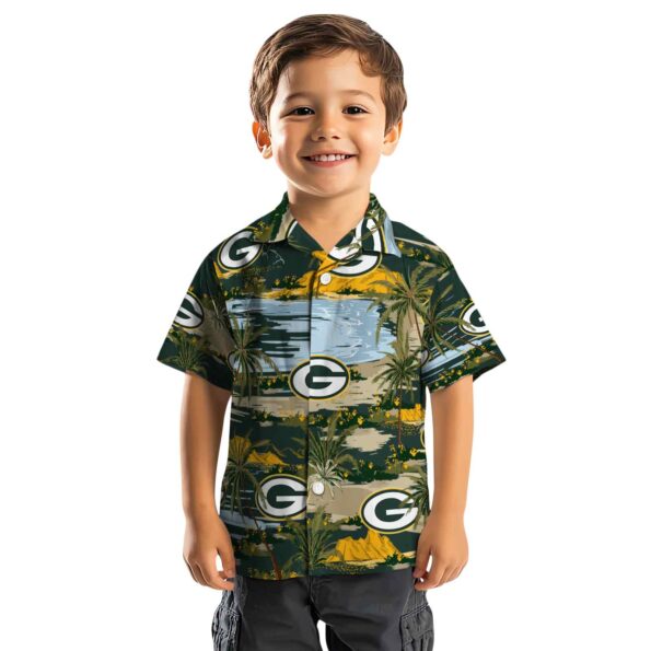 green bay packers palm horizon green hawaiian shirt top rated
