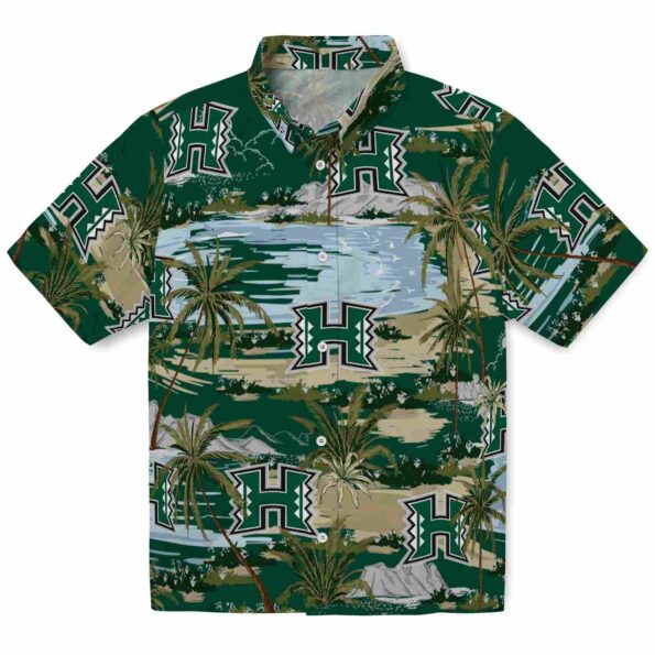 hawaii-rainbow-warriors-palm-horizon-green-hawaiian-shirt-best-selling hawaii rainbow warriors palm horizon green hawaiian shirt best selling