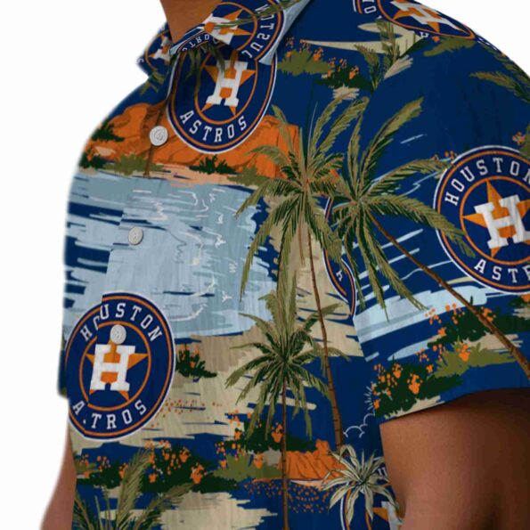 houston astros palm horizon blue hawaiian shirt trendy