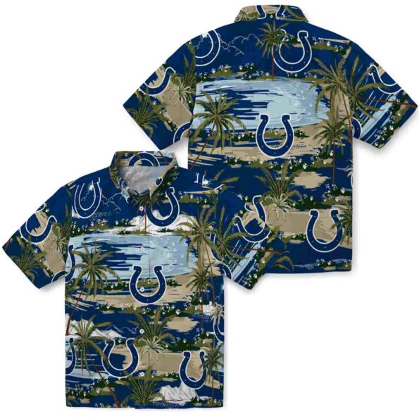 indianapolis colts palm horizon blue hawaiian shirt high quality