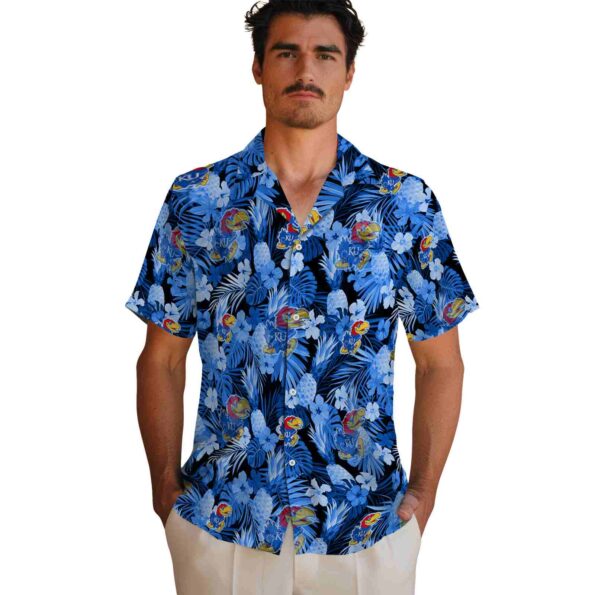 kansas jayhawks floral pineapple blue hawaiian shirt fashion forward