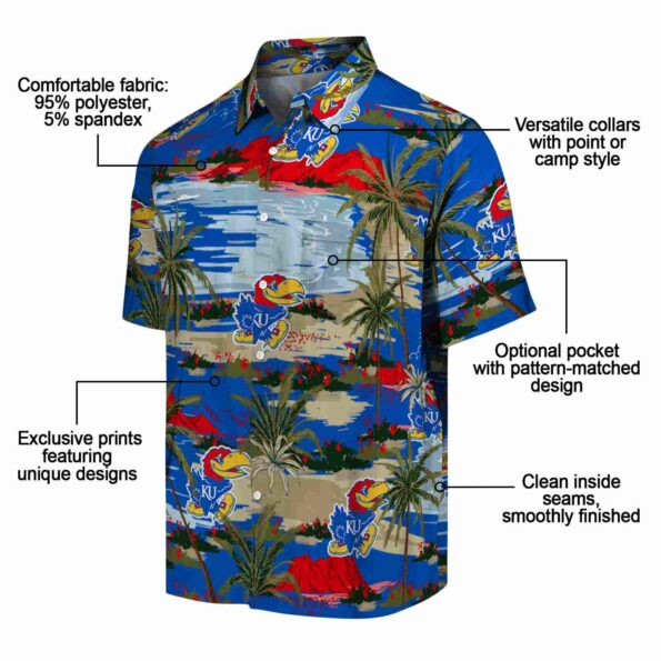 kansas jayhawks palm horizon blue hawaiian shirt new arrival