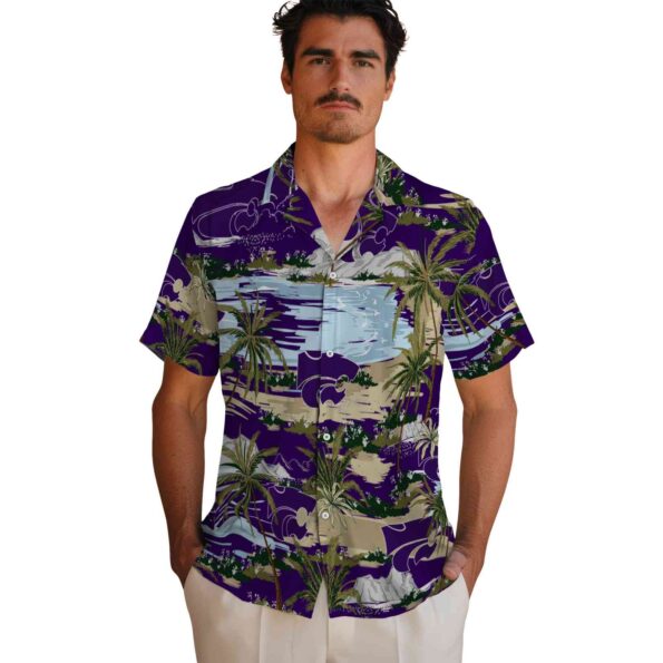 kansas state wildcats palm horizon purple hawaiian shirt fashion forward
