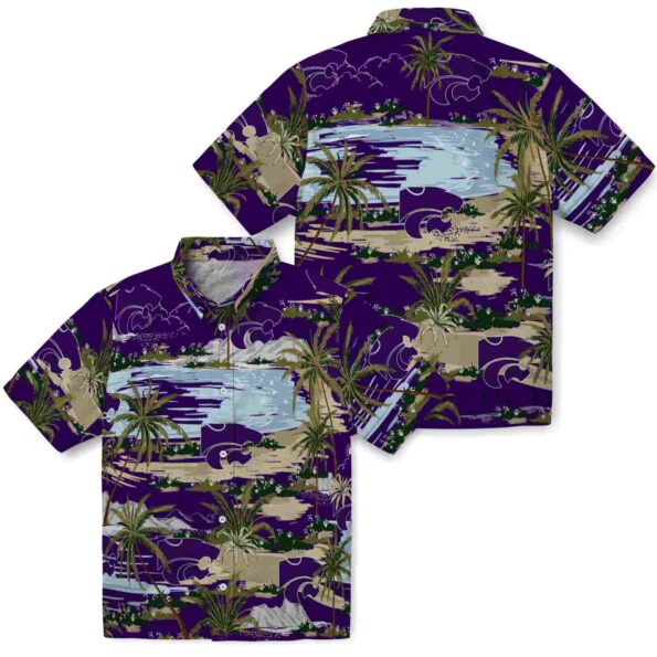 kansas state wildcats palm horizon purple hawaiian shirt high quality