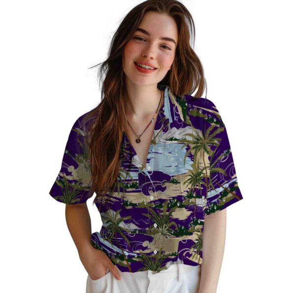 kansas state wildcats palm horizon purple hawaiian shirt latest model