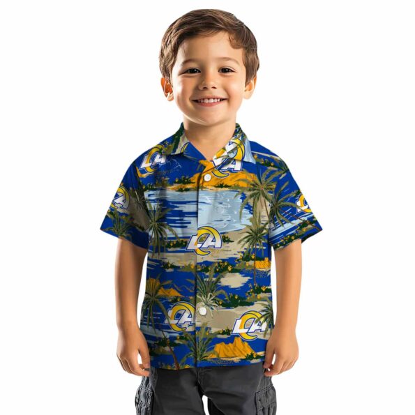 los-angeles-rams-palm-horizon-blue-hawaiian-shirt-top-rated los angeles rams palm horizon blue hawaiian shirt top rated