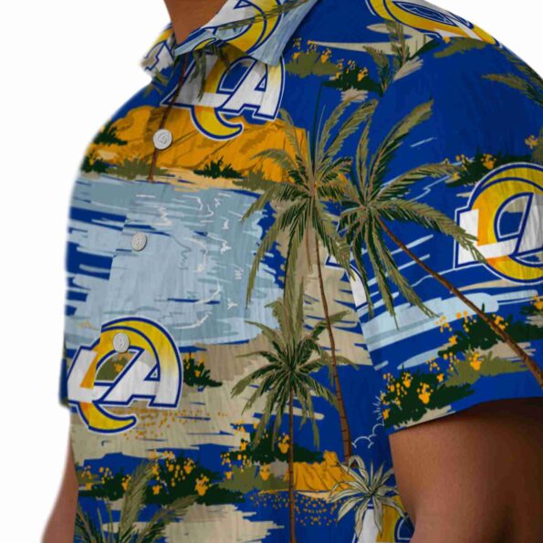 los-angeles-rams-palm-horizon-blue-hawaiian-shirt-trendy los angeles rams palm horizon blue hawaiian shirt trendy