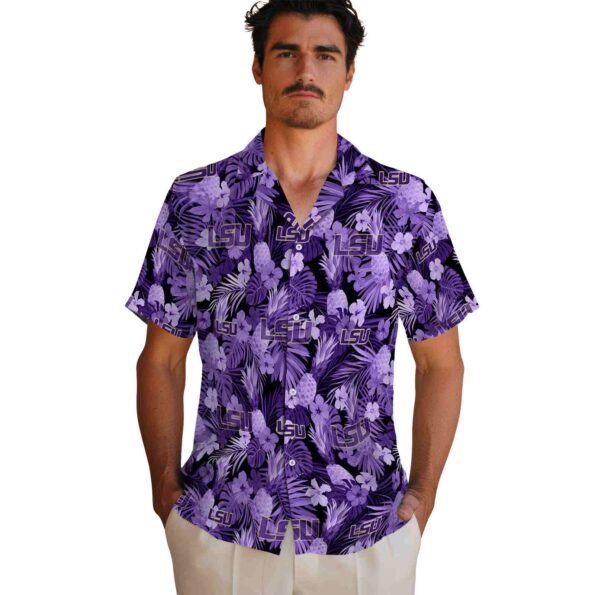 lsu tigers floral pineapple purple hawaiian shirt fashion forward