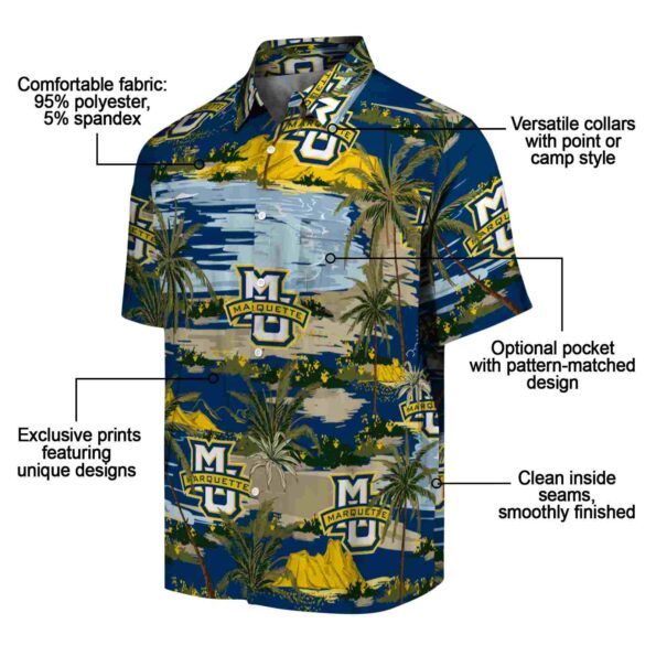 marquette golden eagles palm horizon blue hawaiian shirt new arrival