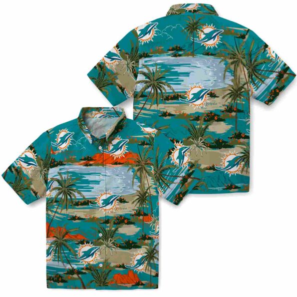 miami dolphins palm horizon aqua hawaiian shirt high quality